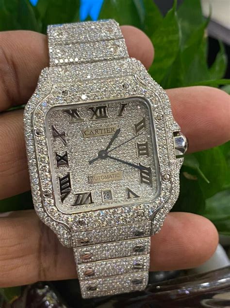 cartier watch diamond men|cartier diamond watch men's santos.